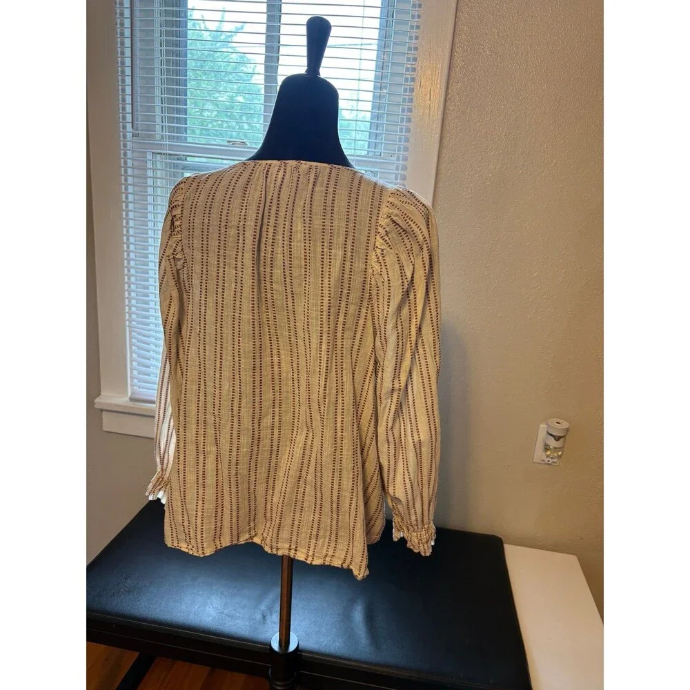 Elizabeth and James Romantic Peasent Blouse Ivory and Red Size M